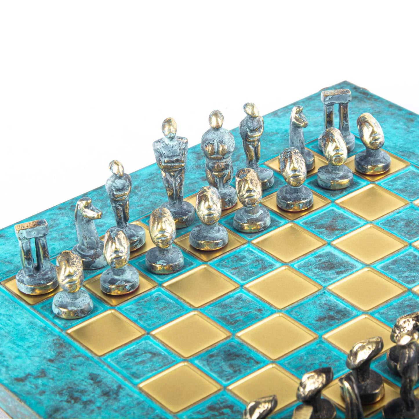Manopoulos Cycladic art chess 28x28. ocean