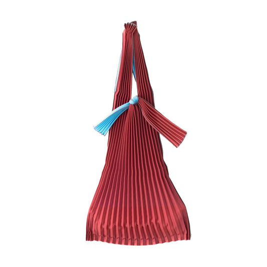 Pleco Tate Pleats bag small. sky blue/bordeaux